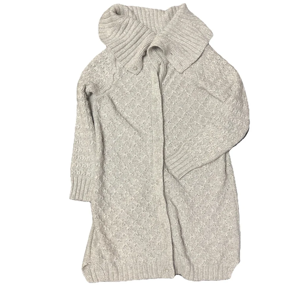 Sparrow By Anrhropology Gray Cowl Neck 40% Merino Buttoned Cardigan Sz L $158